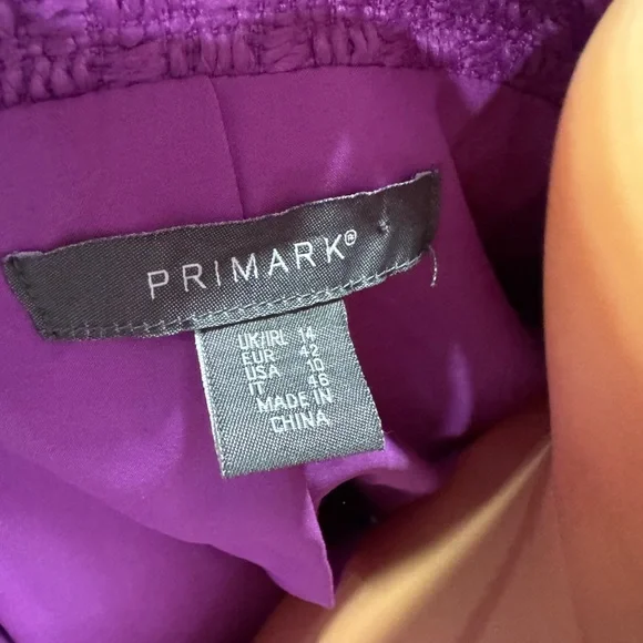 Primark Vibrant Purple Tweed Cropped  Blazer Size 10 - Picture 4 of 7